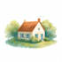 house in watercolor painting style