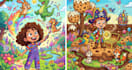 create cruixie cartoon illustration, cartoon watercolor children story book