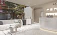 2d plan retail store space, beauty spa interior design, salon boutique rendering