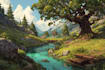 digital paint environment concept art and background
