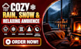 create cozy rain video or snow video with nature sounds