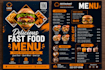 design fast food menu, restaurant menu,  canva editable menu