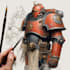 draw a custom warhammer 40k inspired grimdark character illustration