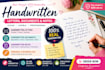 write handwritten letters, documents and notes professionaly