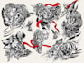create illustrations in traditional tattoo or vintage design