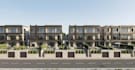 3d modern villa complex, multi family home design, semi detached house rendering