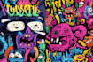 draw doodle wall art, mural and decal illustration
