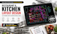 design commercial kitchen layout, restaurant plan and autocad drawing
