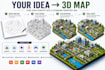 create a custom isometric map and 3d map illustration