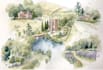 draw beautiful custom illustrated watercolor map