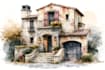 do an watercolor house portrait