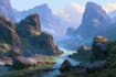 create stunning fantasy landscape, background illustration
