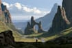 create stunning fantasy landscape, background illustration