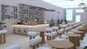 redesign restaurant floor plan,burger shop,kitchen layout,3d cafe rendering,