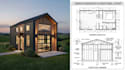 create tiny house design, modern home plan and photorealistic 3d rendering
