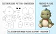 create custom plush soft toy sewing pattern and stuffed animal blueprint design