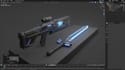 design 3d weapon, sci fi gun low poly game asset 3d model, fps weapon  printing