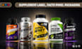 design supplement label packaging with 3d mockup