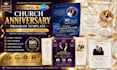 church anniversary program template design, editable canva church program