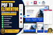convert PDF to elementor pro, figma PSD xd to wordpress website