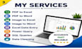 excel excel data entry, power query, sql queries, PDF excel