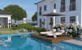 do 3d fire pit design, 3d balcony, backyard, patio pool, 3d landscape design