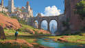 create stunning fantasy background and scenery illustration
