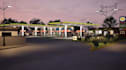 refined 3d gas, petrol,fire station layout design, commercial environment render