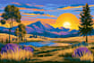 draw a flat vector landscape illustration