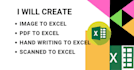 convert image, pdf, scanned, hand writing to ms excel sheet