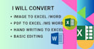 create image, pdf, scanned to ms word, ms excel sheet