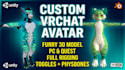 create custom vrchat avatar, vrc avatar, 3d furry avatar, anime, quest ready