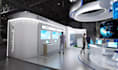 futuristic smart technology virtual showroom,3d exhibition,art gallery,3d render