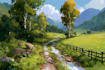 paint landscape in oil painting