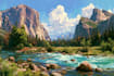 paint landscape in oil painting