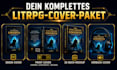 gestalte ein litrpg oder gamelit buchcover mit game UI elementen