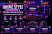 design anime style background , vtuber stream overlay with custom package