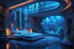 design custom underwater anime vtuber stream background, vtuber music, overlay
