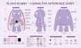 design a custom plush reference sheet for plush toy or stuffed animal