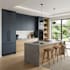design modern kitchen interior, cabinet layout and realistic 3d rendering