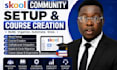 create skool course, create online course skool setup kajabi migration