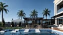 do exterior design, 3d rendering, facade, pool and landscape design