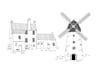 draw an architectural sketch in line art