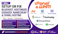 setup or fix bluehost  hostinger godaddy namecheap cpanel hosting