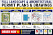 full landscape architectural permit plans, site plan, pool mep hvac permit plans