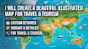 create a beautiful illustrated map for travel and tourism