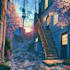 anime style character and background illustration