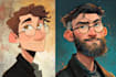 draw a digital cartoon illustration