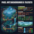 create pixel art game backgrounds, environments and tilesets