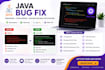 fix java bugs, debug code, and resolve spring boot errors